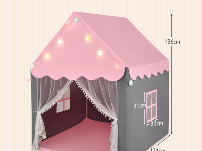 Children's Playhouse Play Tent Washable Mat and Star Lights 105 x 121 x 136 cm