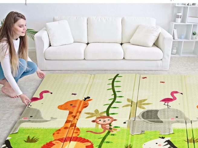 Foldable Baby Play Mat 200 x 180 x 1.4CM with Monkey and Pony Image