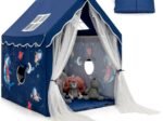 Children's Play Tent Playhouse Breathable Mesh Windows Blue