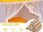 Children's Playhouse Play Tent Castle Wooden Frame Yellow Cotton Cover