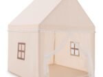 Children's Playhouse Play Tent Castle Wooden Frame Cotton Cover Coffee