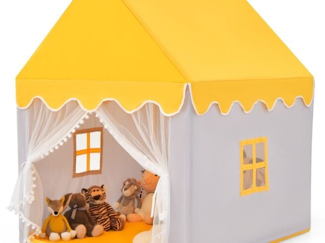 Children's Playhouse Play Tent Cotton Princess Style Hut Yellow