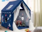 Children's Play Tent Playhouse Breathable Mesh Windows Blue