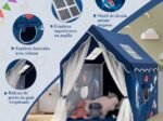 Children's Play Tent Playhouse Breathable Mesh Windows Blue