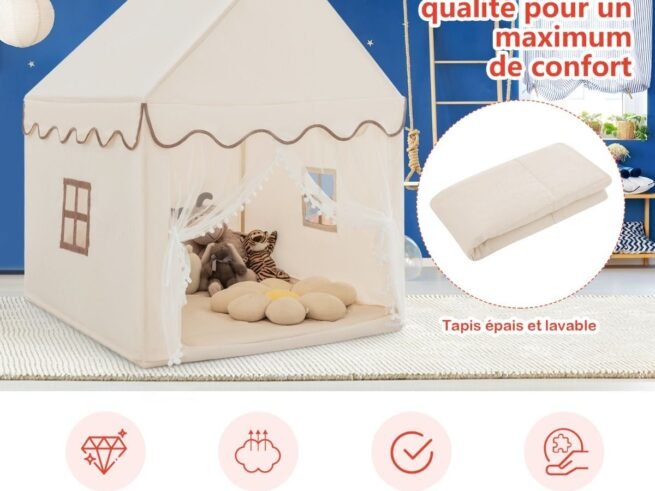 Children's Playhouse Play Tent Cotton Princess Style Hut Coffee