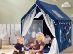 Children's Play Tent Playhouse Breathable Mesh Windows Blue