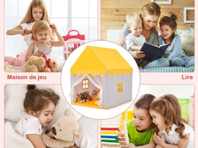 Children's Playhouse Play Tent Cotton Princess Style Hut Yellow