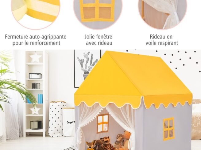 Children's Playhouse Play Tent Cotton Princess Style Hut Yellow