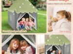 Children's Playhouse Play Tent Washable Mat and Star Lights 105 x 121 x 136 cm