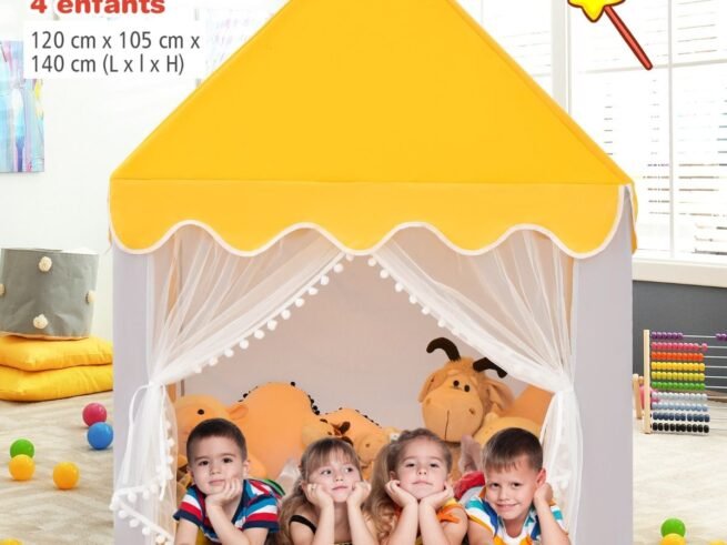 Children's Playhouse Play Tent Cotton Princess Style Hut Yellow