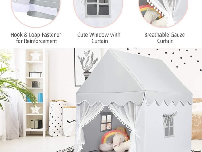 Children's Playhouse Play Tent Cotton Princess Style Hut Gray