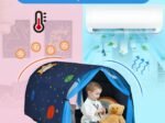 Kid's Bed Portable Pop Up Playhouse with Mosquito Net 144 x 102 x 82 CM Blue
