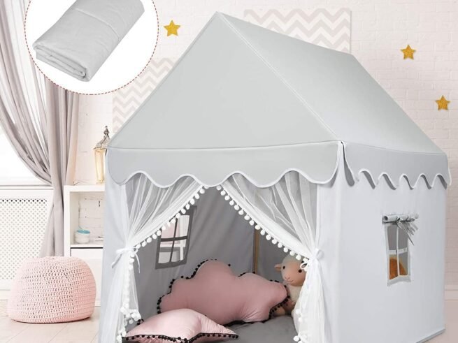 Children's Playhouse Play Tent Cotton Princess Style Hut Gray