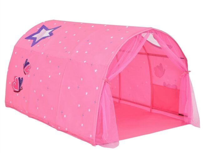 Kid's Bed Portable Pop Up Playhouse with Mosquito Net 144 x 102 x 82 CM Pink