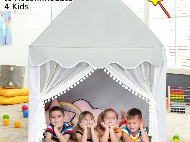 Children's Playhouse Play Tent Cotton Princess Style Hut Gray
