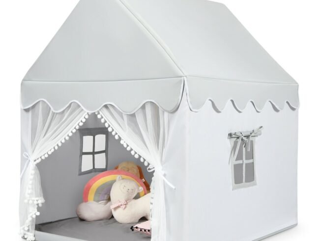 Children's Playhouse Play Tent Cotton Princess Style Hut Gray