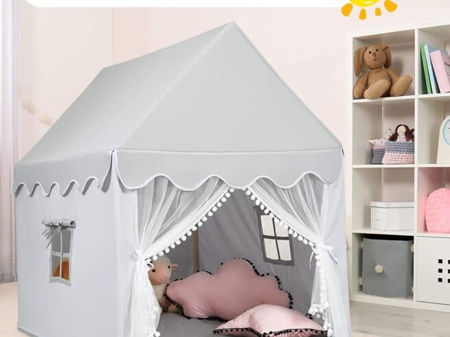 Children's Playhouse Play Tent Cotton Princess Style Hut Gray