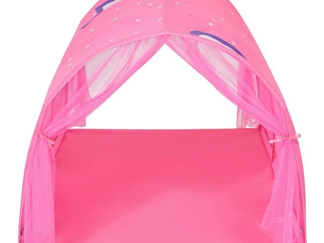 Kid's Bed Portable Pop Up Playhouse with Mosquito Net 144 x 102 x 82 CM Pink