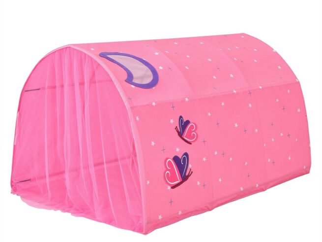 Kid's Bed Portable Pop Up Playhouse with Mosquito Net 144 x 102 x 82 CM Pink