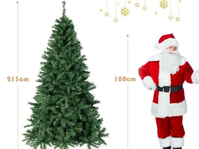 Pre-Lit Christmas Tree 215cm Multi-Color Led Lights Metal Stand
