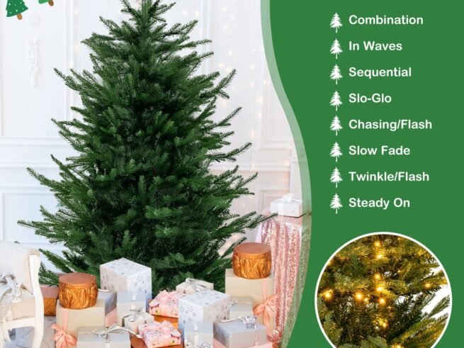 Artificial Christmas Tree Hinged 136cm 386 Branch Tips in PE PVC LED Lights