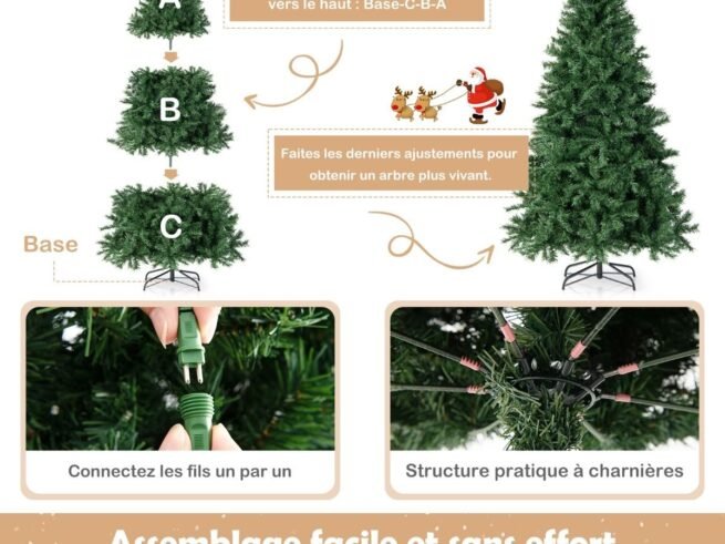 Pre-Lit Christmas Tree 215cm Multi-Color Led Lights Metal Stand