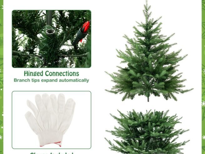Artificial Christmas Tree Hinged 136cm 386 Branch Tips in PE PVC LED Lights