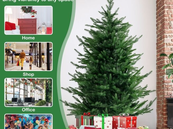 Artificial Christmas Tree Hinged 136cm 386 Branch Tips in PE PVC LED Lights