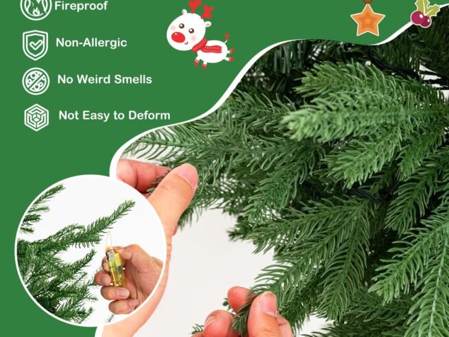 Artificial Christmas Tree Hinged 136cm 386 Branch Tips in PE PVC LED Lights