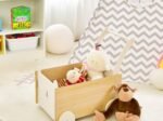 2 in 1 Baby Push Walker Wooden Trolley Walking Cart with Toy Storage