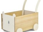 2 in 1 Baby Push Walker Wooden Trolley Walking Cart with Toy Storage