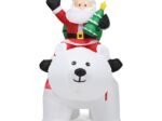 2M Inflatable Santa Claus on White Polar Bear Swinging Head LED Light