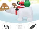 2M Inflatable Santa Claus on White Polar Bear Swinging Head LED Light