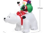 2M Inflatable Santa Claus on White Polar Bear Swinging Head LED Light