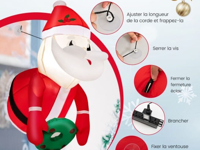 Inflatable Santa Claus Christmas Decoration LED Lights 100cm