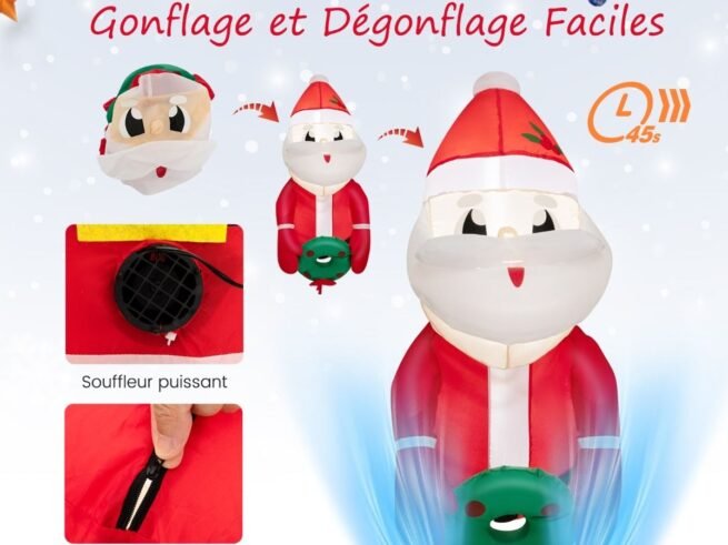 Inflatable Santa Claus Christmas Decoration LED Lights 100cm