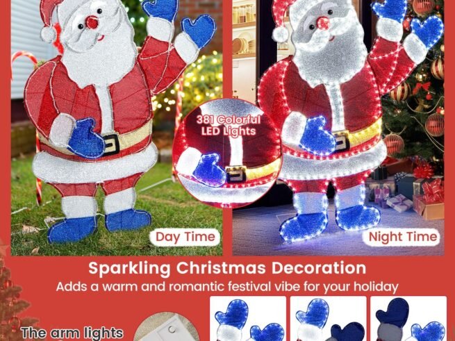 Lighted Santa Claus Christmas Decoration 125cm 381 LED Lights
