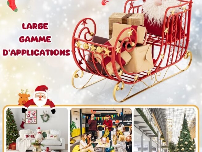 Santa Sleigh Christmas Decoration Metal Large Loading Space for Gift