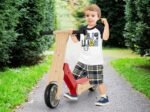 Scooter for Children 2 in 1 Adjusted to Balance Bike Removable Seat Wooden Frame