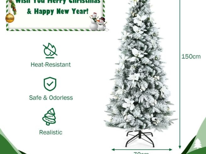 Snowy Christmas Tree Longiline 150 cm Metal Stand Decoartion