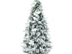 Artificial Snow Flocked Hinged Christmas Tree with Berries Flowers 180cm