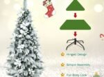 Artificial Snow Flocked Hinged Christmas Tree with Berries Flowers 180cm