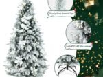 Artificial Snow Flocked Hinged Christmas Tree with Berries Flowers 180cm