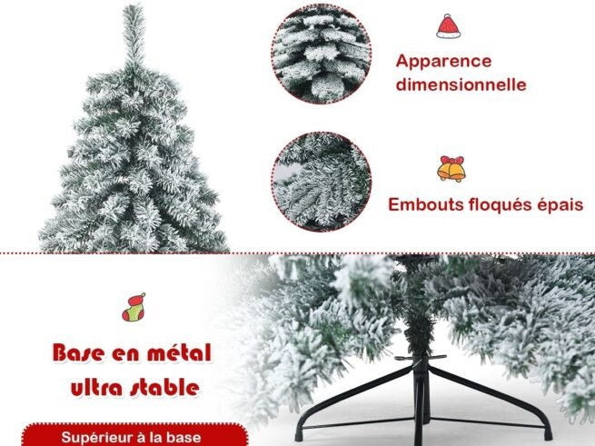 Artificial Snowflake Christmas Tree 180cm Hinges Foldable Metal Stand