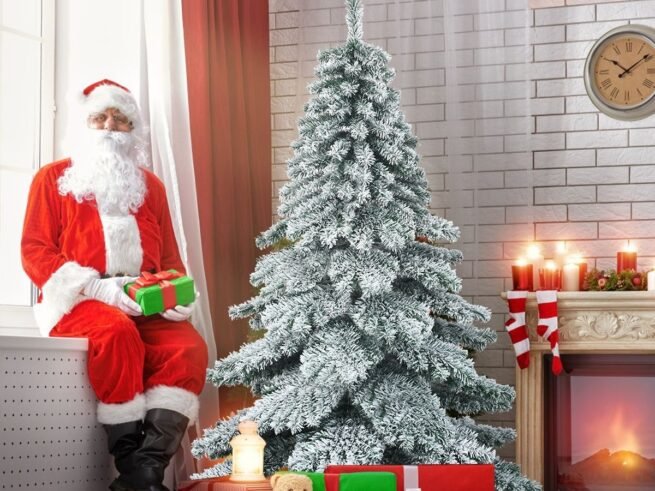 Artificial Snowflake Christmas Tree 180cm Hinges Foldable Metal Stand