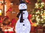 Christmas Ornament Snowman with Red Birds Pre-Lit LED Lights 127cm