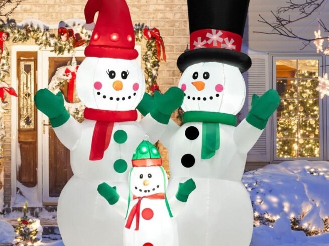 Inflatable Snowman Family Christmas Decoration with LED Lights 175cm