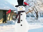 Christmas Ornament Snowman with Red Birds Pre-Lit LED Lights 127cm