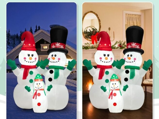 Inflatable Snowman Family Christmas Decoration with LED Lights 175cm