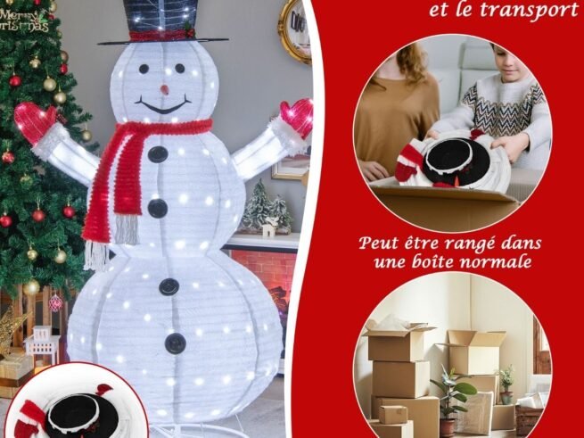 Illuminated Christmas Snowman 200 Cool White LEDs 4 Stakes 180CM